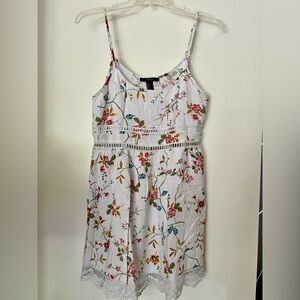 Forever 21 White Floral Dress with Pink & Blue Blooms